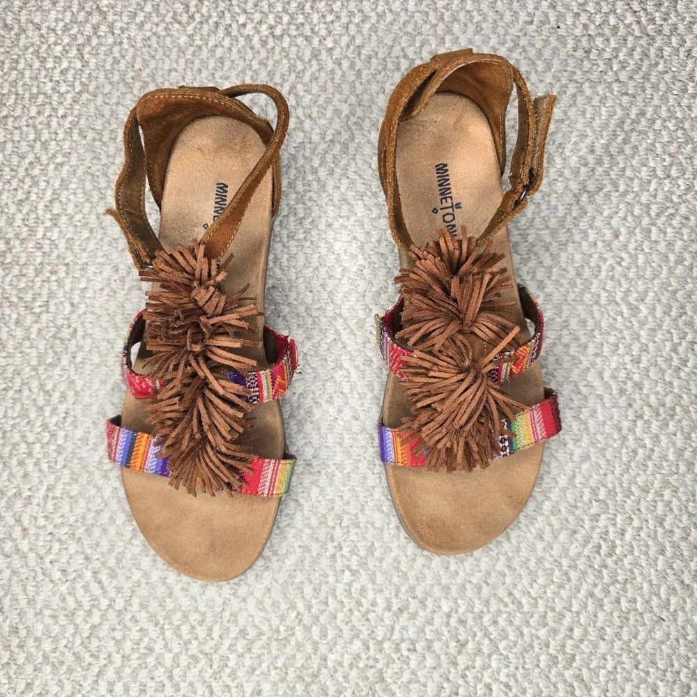 Minnetonka Desi Brown Sandals with Colorful Accents 8